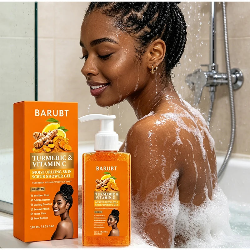 Turmeric&Vitamin C Moisturizing Body Wash, Exfoliating Cleansing Smoothing Body Wash, Gentle Scrub Finish Refreshing Natural Sce