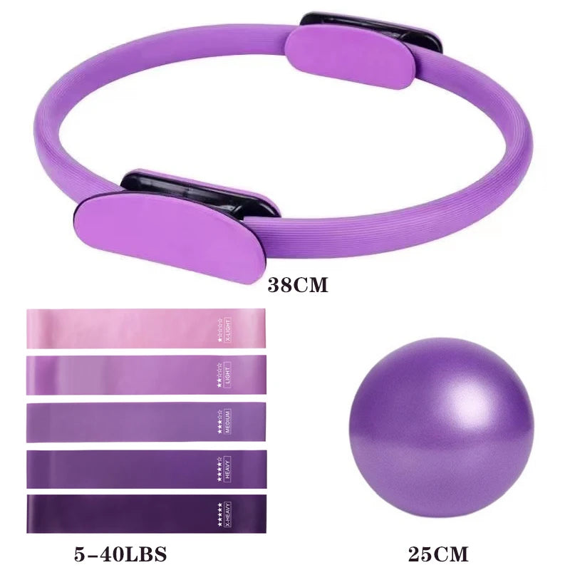 7Pcs Pilates Equipment For Home Workouts Pilates Ring And Ball Set Resistance Bands & More Perfect For Home Pilates Equipment