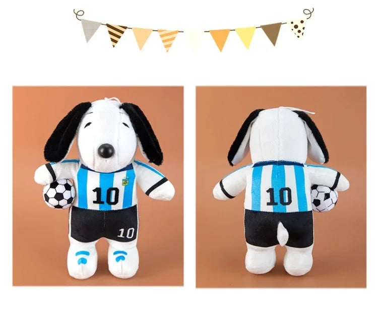 New Peanuts Snoopy Soccer cute Plush Toy Pendant Key Chain Team Jersey Stuffed Doll with Football for Kids Fans Birthday Gift