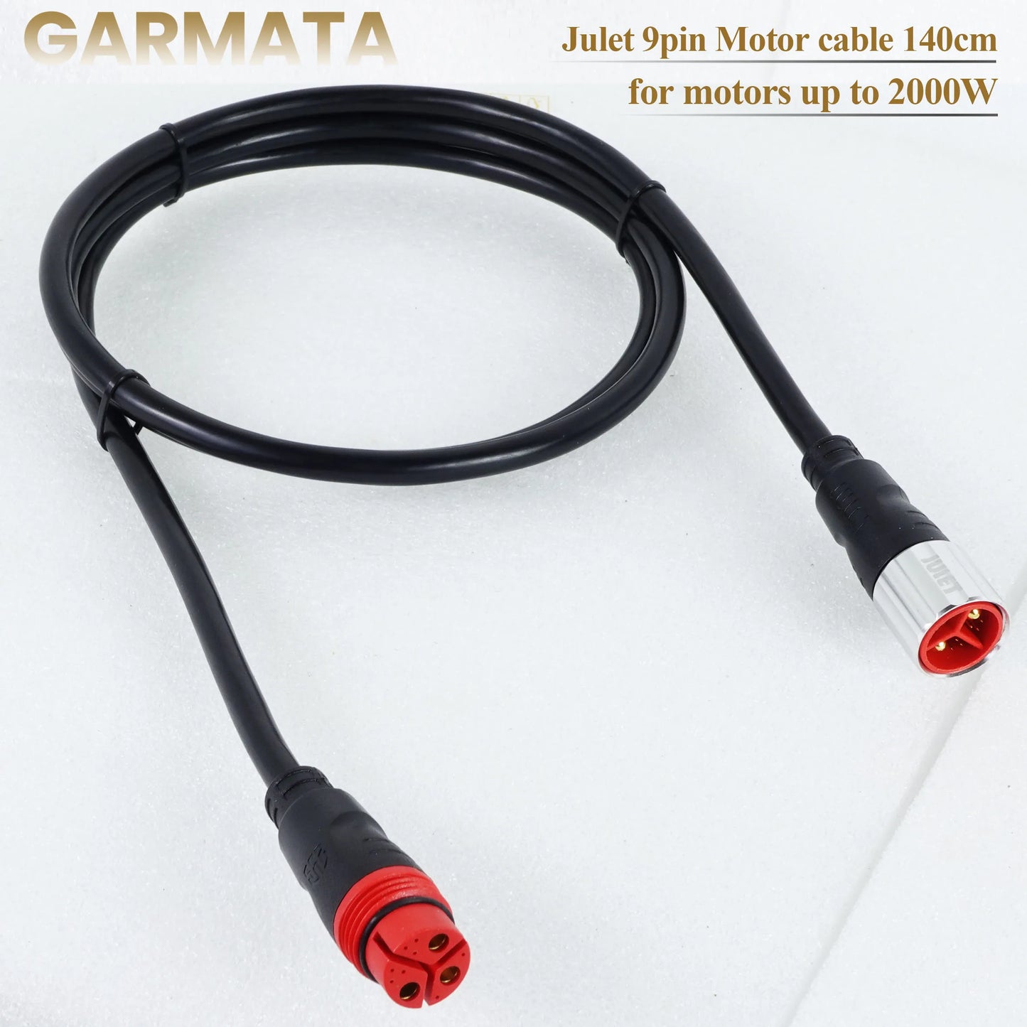 E-bike Motor Cable 9pin 500-2000W 140cm with Threaded Waterproof Connector