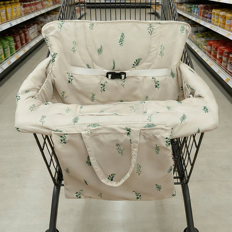 Baby Shopping Cart Cover with Toy Loop Universal Fit Soft Breathable Cart Seat Cover Washable Infant Grocery Cart Liner for Kids