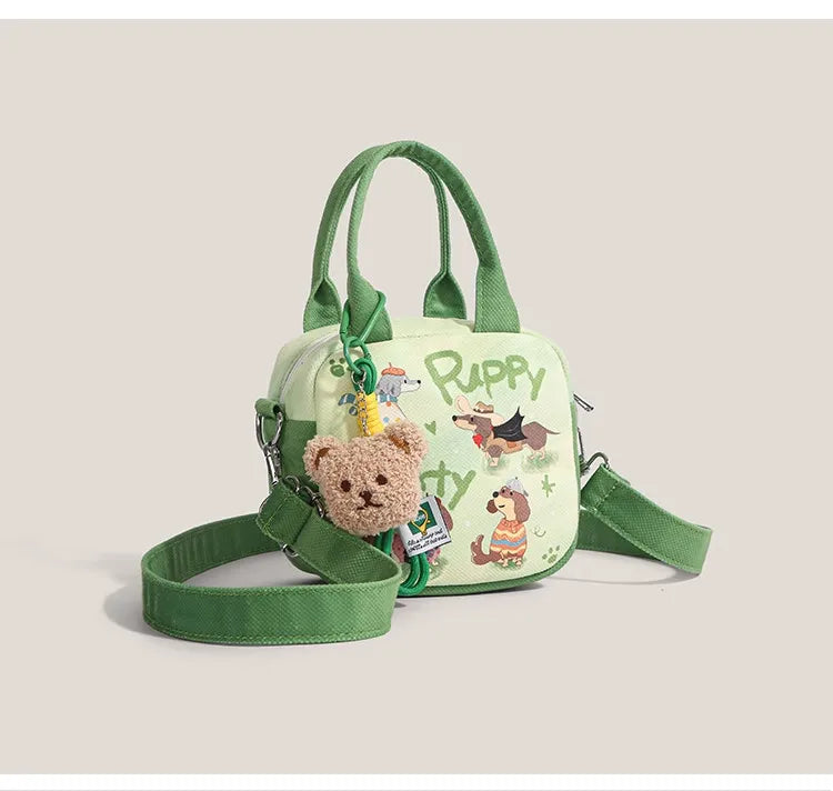 Cute Dog Handbag Women – Versatile Canvas Bag; Shoulder Bag for Men – Large Capacity, Durable and Soft