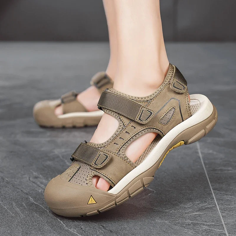 Vacation Summer Flats Non-slip Man Sandals New Design Men's Beach Shoes Handmade Leather Sandals Fashion Suitable Casual Shoes