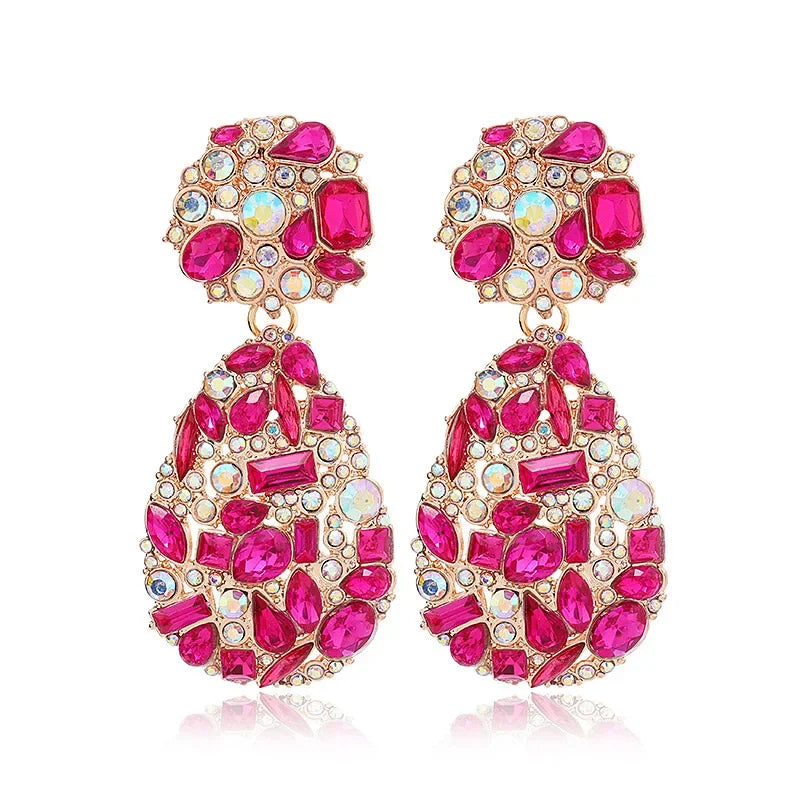Bohemian Pink Geometric Earrings Women Summer Vacation Fashion Jewelry Classic Pendant