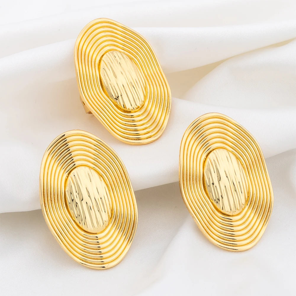 Gold Plated Jewelry Sets for Women Geometry Earrings Adjustable Ring Wedding Jewelry Accessories Fashion Party Weddings Gifts