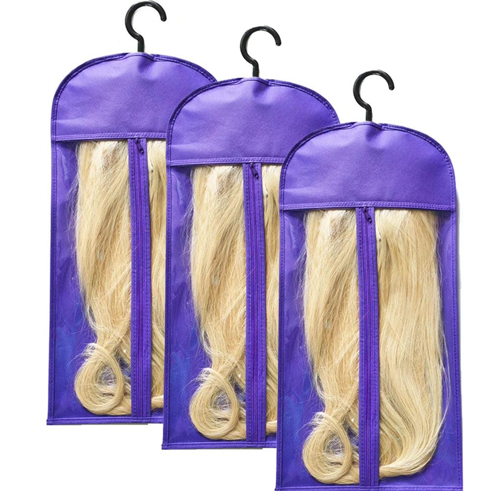 10PCS/3PCS/6PCS/1PCS Hair Extension Storage Bag with Hanger Transparent Wig Organizer Dustproof Holder for Hair Pieces