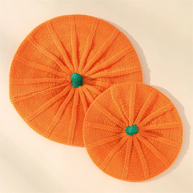 Halloween Children's Winter Woolen Hats Boys Girls Pumpkin Pattern Knitted Beret Hat For Kids 1-3 Years Wholesale