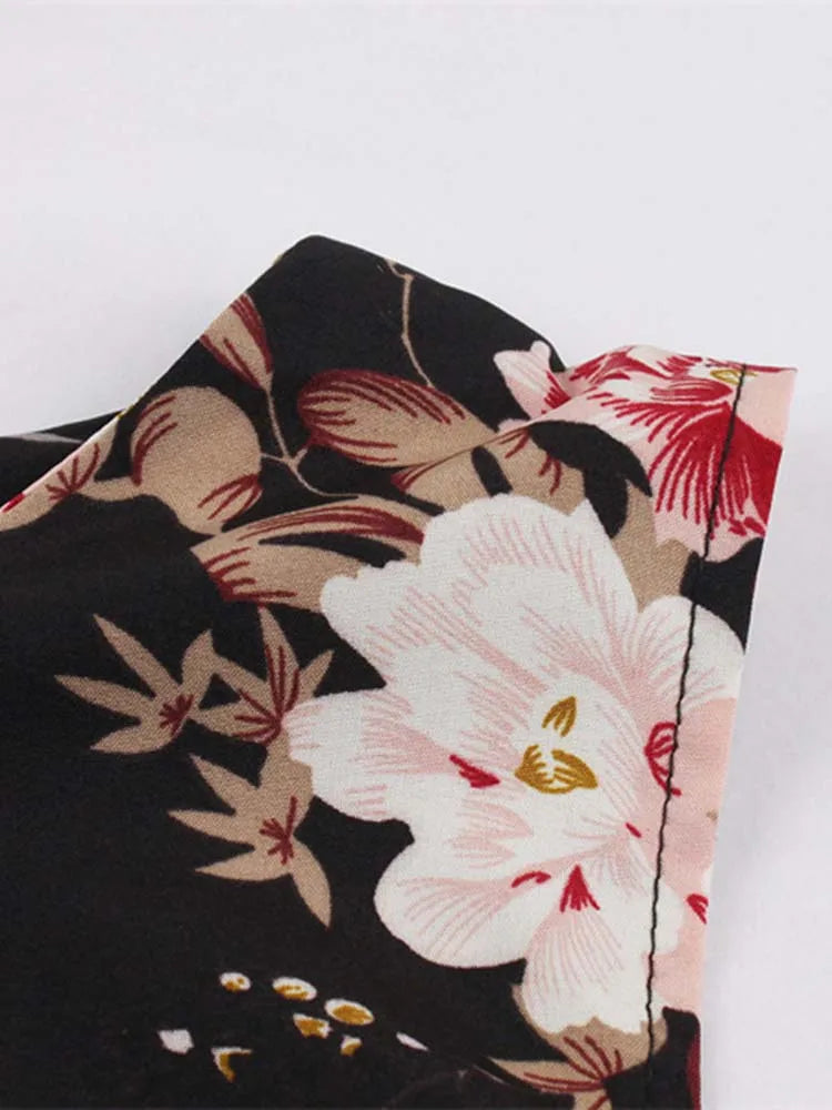 Sleeveless Floral Print Summer Dress Women Elegant Vintage Casual O Neck A Line Midi Party Sundress Vestidos With Belt