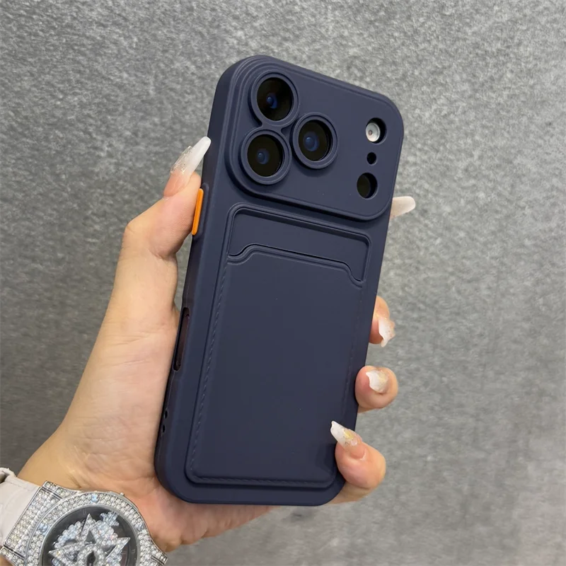Luxury Soft Silicone Wallet Case For iPhone 17 16 15 14 Plus 13 12  Pro Max XR XS Shockproof Card Holder Slot Cover