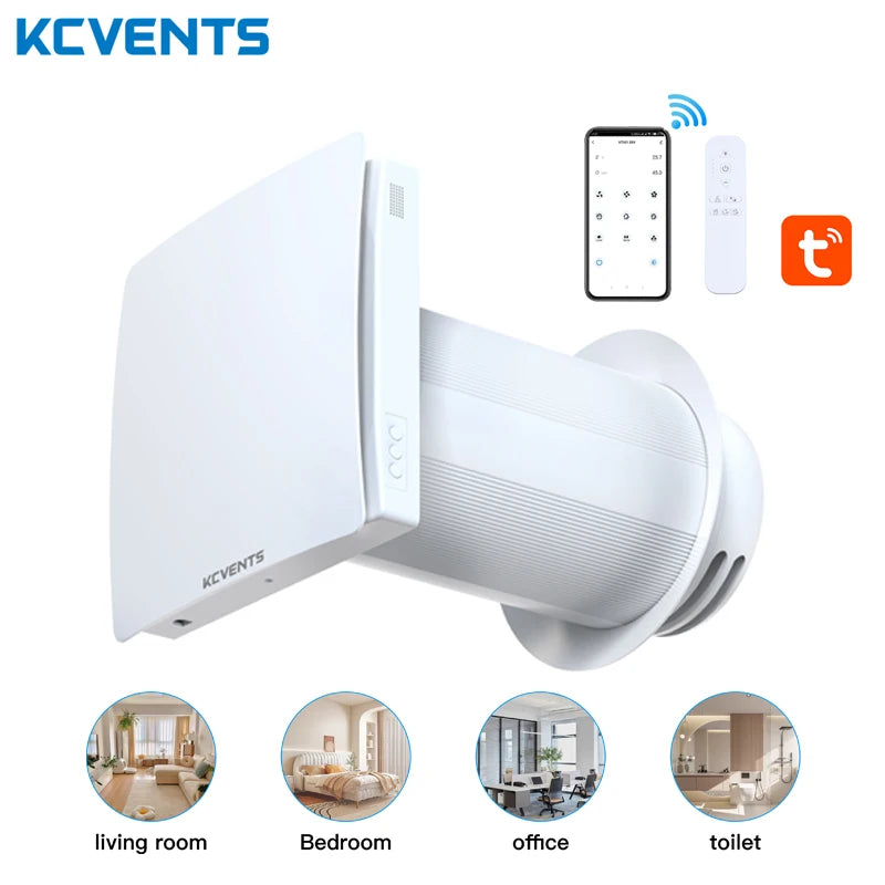 Heat Recovery Ventilator with Ceramic Heat Exchanger, Wall-Mounted Fresh Air System with WiFi/Remote Control for Home, Attic