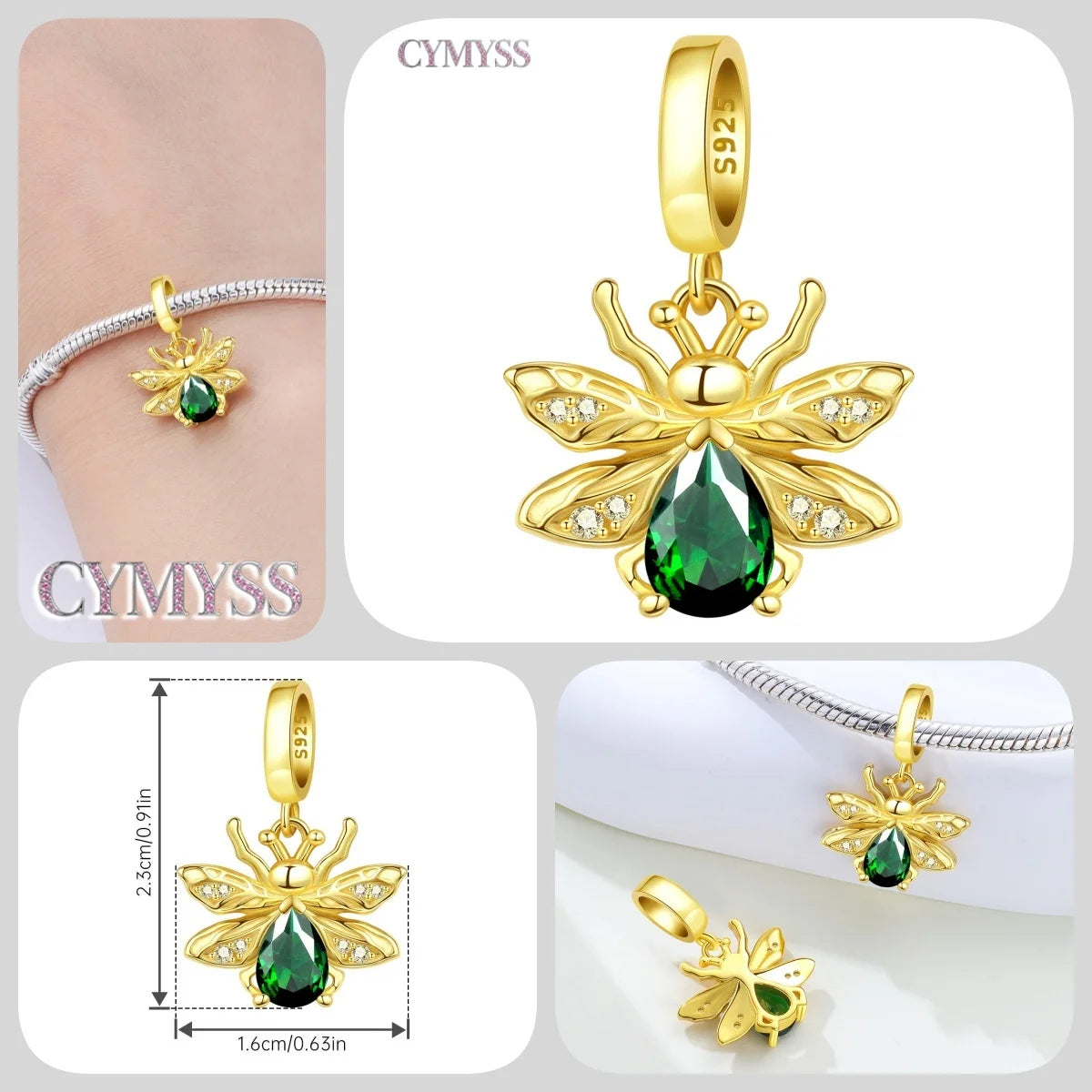 925 Sterling Silver Plated Bee Sunflower Butterfly Charm Pendant Fine Jewelry Women DIY Bracelet Necklace Birthday Party Gift