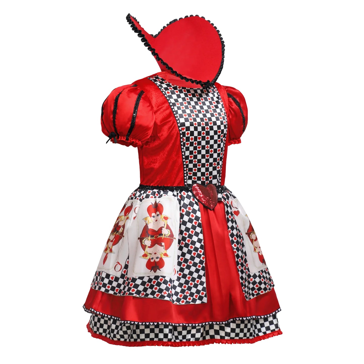 Halloween Red Queen Hearts Cosplay Girls Costume Poker Print Wonderland Birthday Party Dress Girl Stage Drama Show Kids Clothing