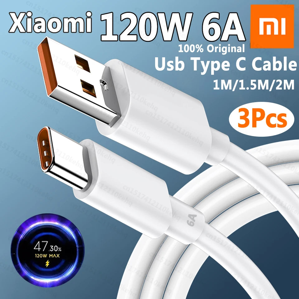 Original 120W Usb C Cable XIAOMI 100W 90W Hyper Fast Charging Cables Xiaomi 17 Pro Max 15 Ultra 14 T 13 Poco X8 F8 Redmi Turbo 5
