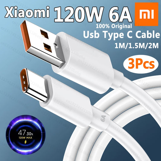 Original 120W Usb C Cable XIAOMI 100W 90W Hyper Fast Charging Cables Xiaomi 17 Pro Max 15 Ultra 14 T 13 Poco X8 F8 Redmi Turbo 5