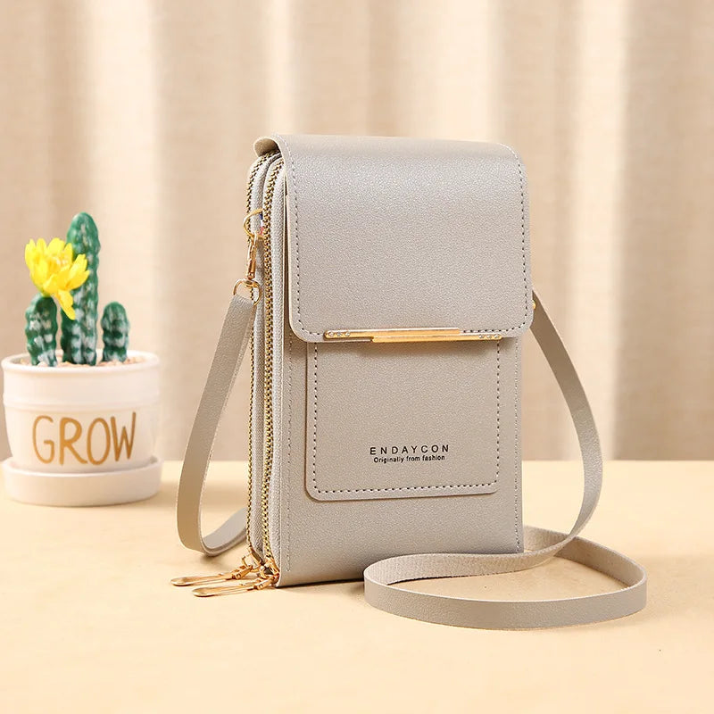 Women Crossbody Shoulder Bags Wallets Touch Screen Cell Phone Bag Soft Leather Strap Handbag for Female Luxury Messenger Bags