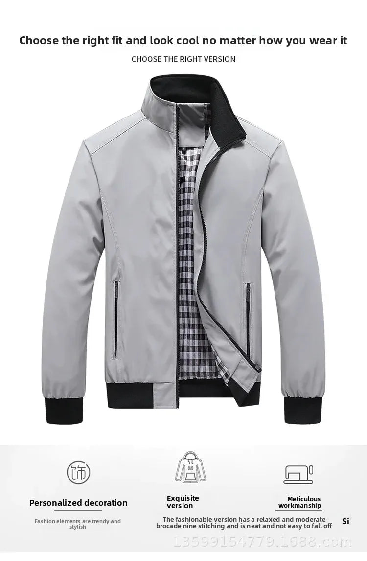 New 2025 Men's Casual Pilot Jacket Zipper Coat Stylish Spring Autumn Korean Version Men's Clothing Fashionable Outerwear