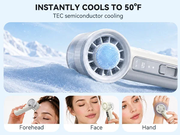 ORICO Portable Handheld Turbo Fan TEC Semiconductor Cold Cooling Mini Pocket Fan 120 Speed Digital Display Rechargeable Travel O