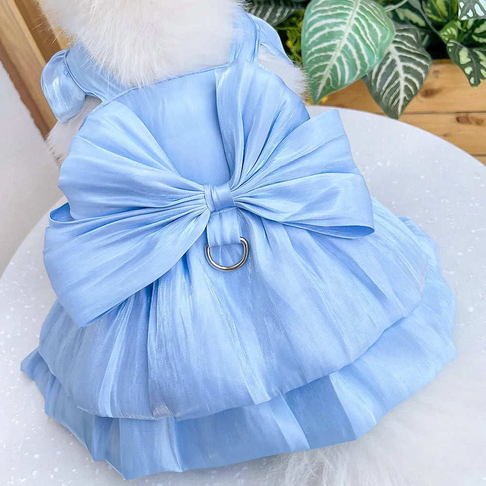 Dog Dress Girl Dog Clothes Pet Apparel Doggie Pink Bowknot Tulle Cat Sequin Clothing Pup Dresses Doggy Attire Birthday