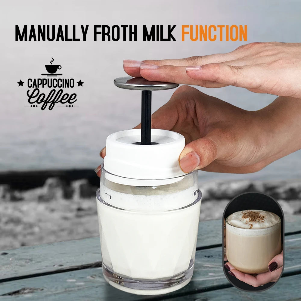 Cafelffe 3in1 Portable Coffee Machine Manual Espresso Maker For Capsule & Ground Milk Froth Hand Press Brewer hiking Travel Gif