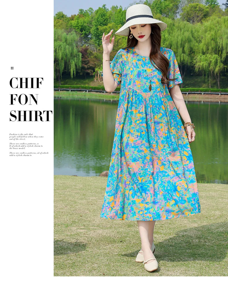 New Fashion Summer Dresses For Women 2025 Elegant Casual Short Sleeve Dress Soild Colour Women Clothing