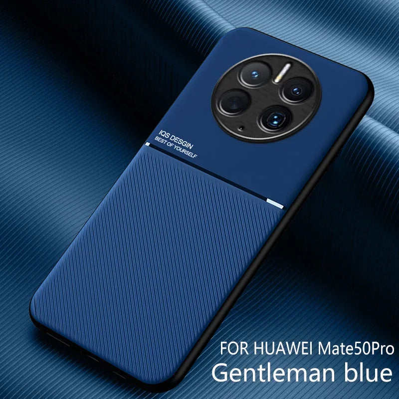For Huawei Mate 50 Pro Case Car Magnetic Leather Cover Soft Frame Funda On For Mate 50 Pro Mate50 Pro Phone Cases Capa