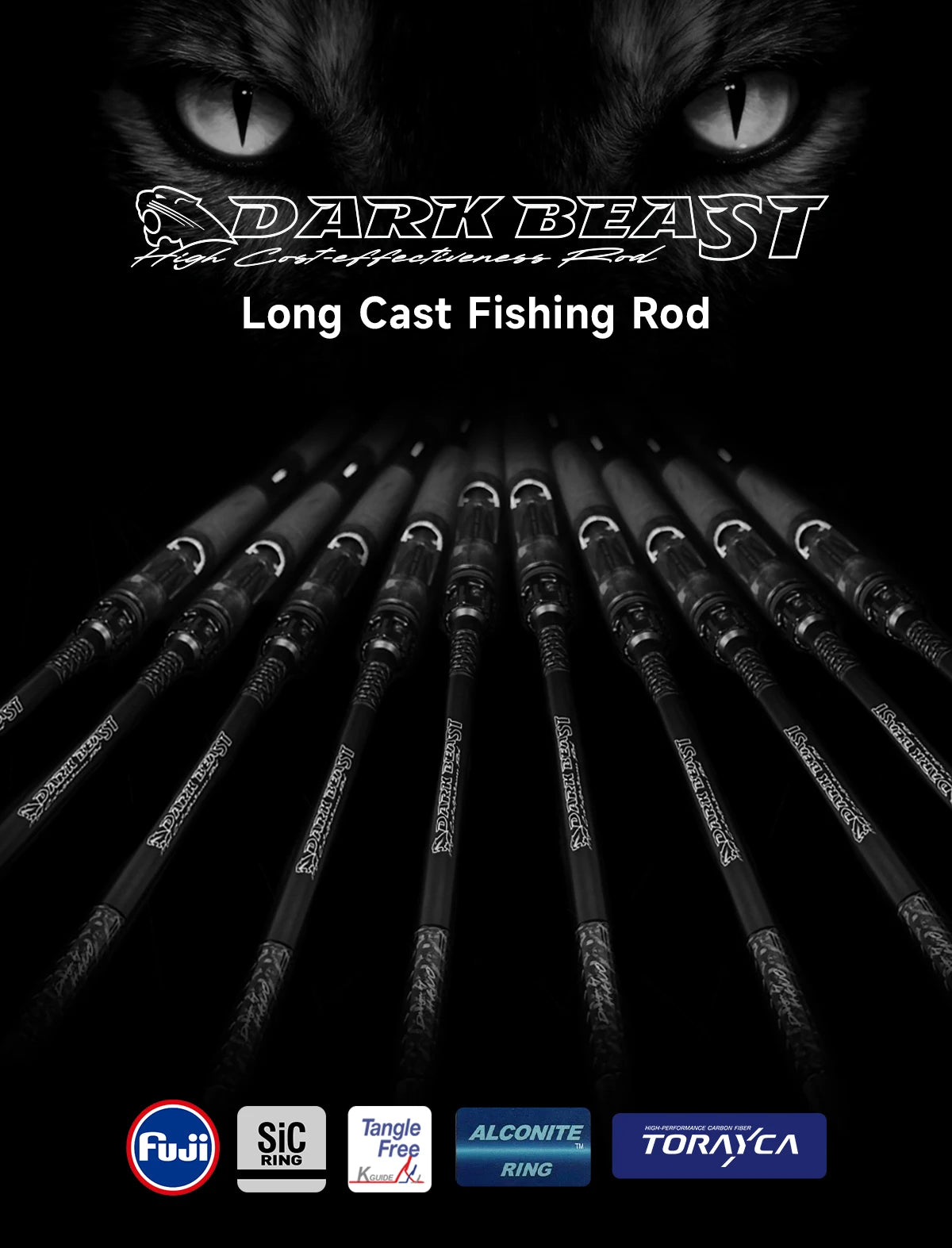 HANDING Dark Beast Long Cating Rod Toray Carbon Fiber Fuji A and SiC Guide Rings High Density EVA Handle Carbon Fiber Reel Seat