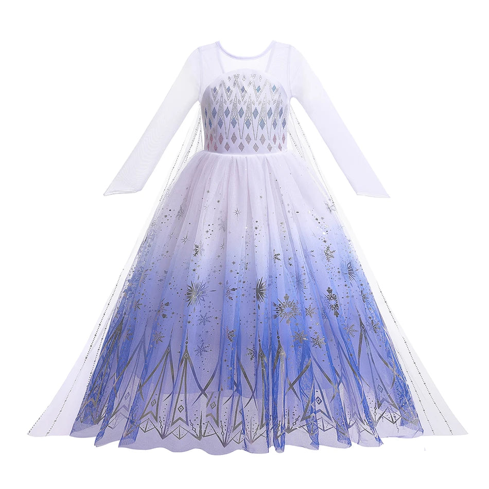 Halloween Birthday Carnival Princess Costume Dress Elsa Anna Snow White Aurora Moana Rapunzel Mermaid Belle for Girls 2-8Y