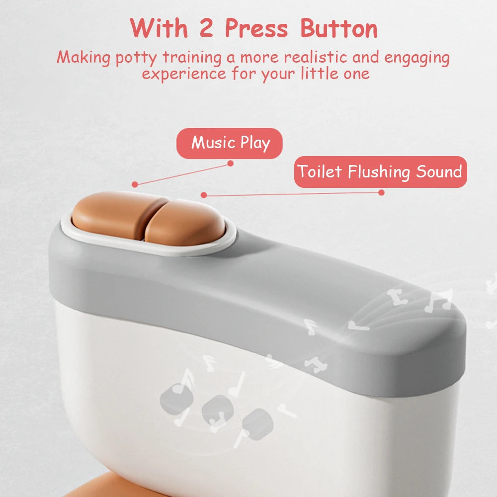 Baby Potty Toilet Seat Realistic Potty Training Seat for Toddlers Boys Girls Soft PU Pad Wipe Storage Music Playing Function