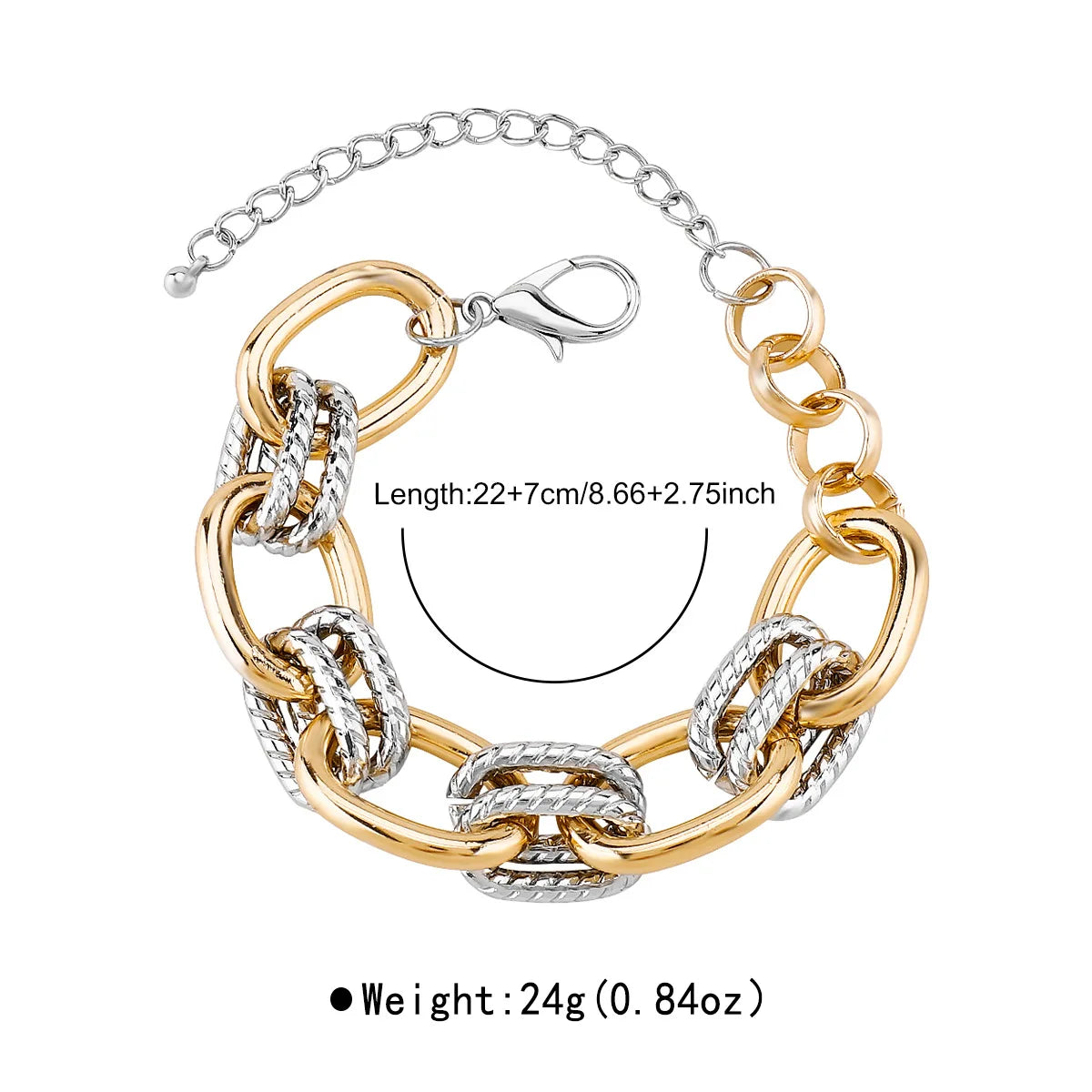Fashion Personalized Jewelry Sets Women Geometric Metal Color Block Chain Necklace Bracelet Set Elegant Banquet Jewelry Gifts