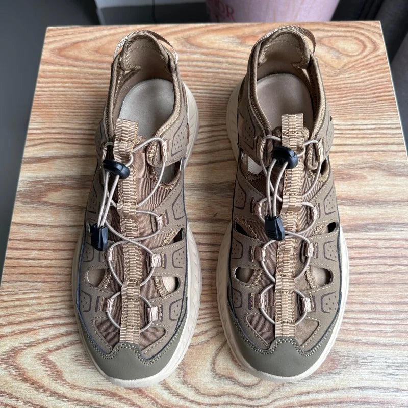 Outdoor Men's Leather Sandals Non-slip Men's Casual Sneakers Comfortable Beach Sandals Summer Men's Breathable Wading Shoes