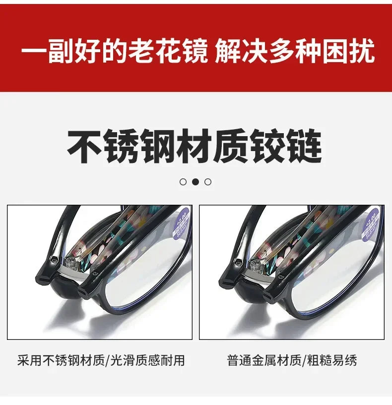 New Folding Reading Glasses Women Men Anti-Blue Light Portable Magnifying Presbyopia Eyewear +100+400 Eyeglasses
