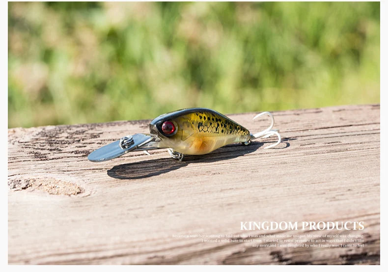 Kingdom 37mm 5g Minnow Fishing Lures Slow Sinking Crankbaits Artificial Hard Wobblers Bait for Freshwater Bass Fishing