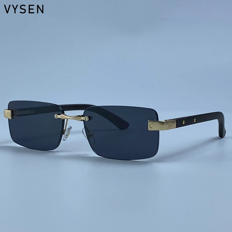 Fashion Rectangle Rimless Sunglasses Men 2026 Luxury Brand Designer Square Small Frame Sun Glasses Male Driving Eyewear Shades