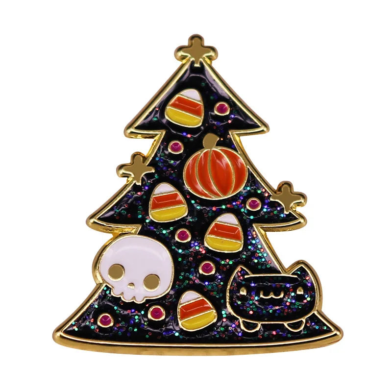 Popular Halloween Costume Accessories Horror Ghost Skull Pumpkin Pin Metal Badge Holiday Jewelry Gift Wholesale