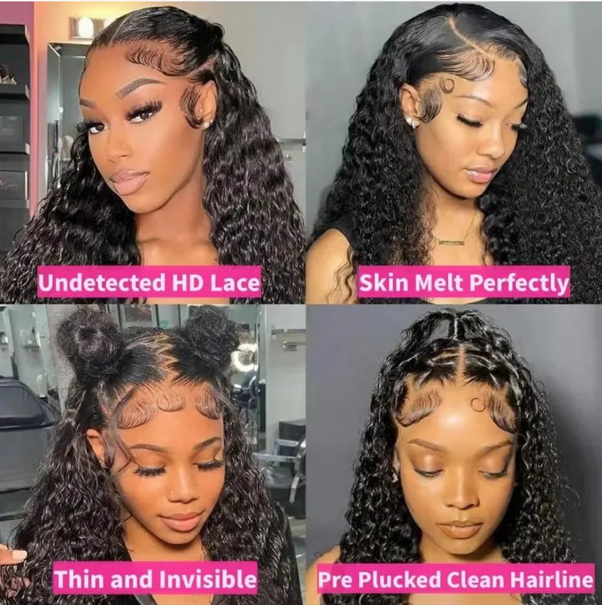5*5 No Glue Deep Wave Human Hair Wigs Pre Plucked Brazilian Human Hair Lace Frontal Wig 13*6 Pre-Cut Wear and Go Lace Front Wig