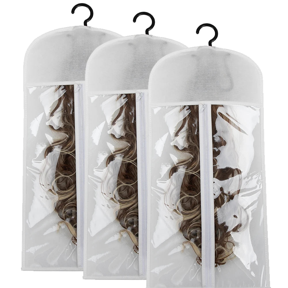 1/3/6pcs Premium Wig Storage Bags with Sturdy Metal Hangers - Black Transparent Design for Multiple Wigs & Hair Extensions