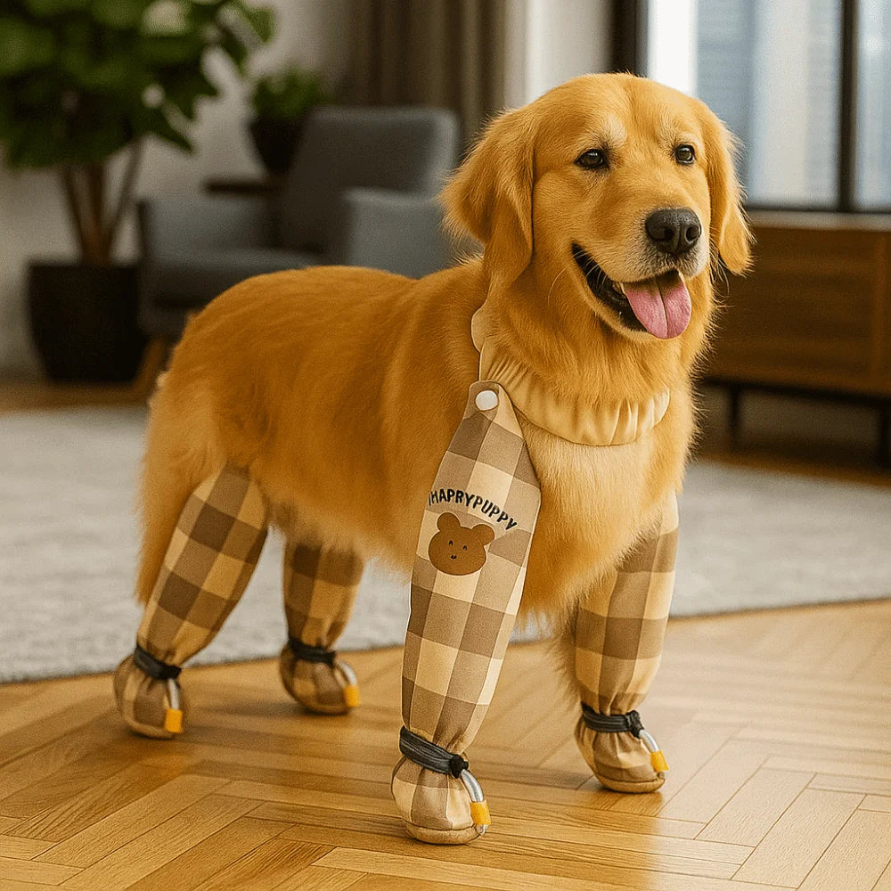 Full Leg Protection Reflective Stripe Pet Pants Adjustable Dustproof Dog Jumpsuit Shoes Anti-Slip Waterproof Pet Going Out Pants