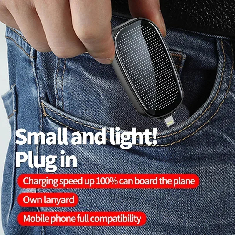 Emergency Solar Mini Portable Power Bank Keychain Portable Charger Small Outdoor Camping External Battery For iPhone and Xiaomi
