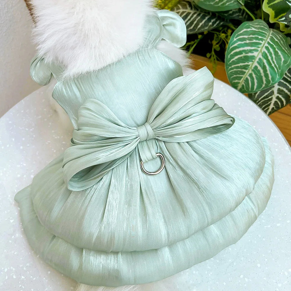 Dog Dress Girl Dog Clothes Pet Apparel Doggie Pink Bowknot Tulle Cat Sequin Clothing Pup Dresses Doggy Attire Birthday