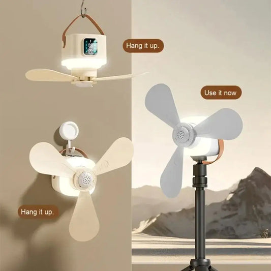 New Portable Rechargeable Ceiling Fan Wireless USB Hanging Fan With Timed remote control for Students Dorm Bed Outdoor Camping