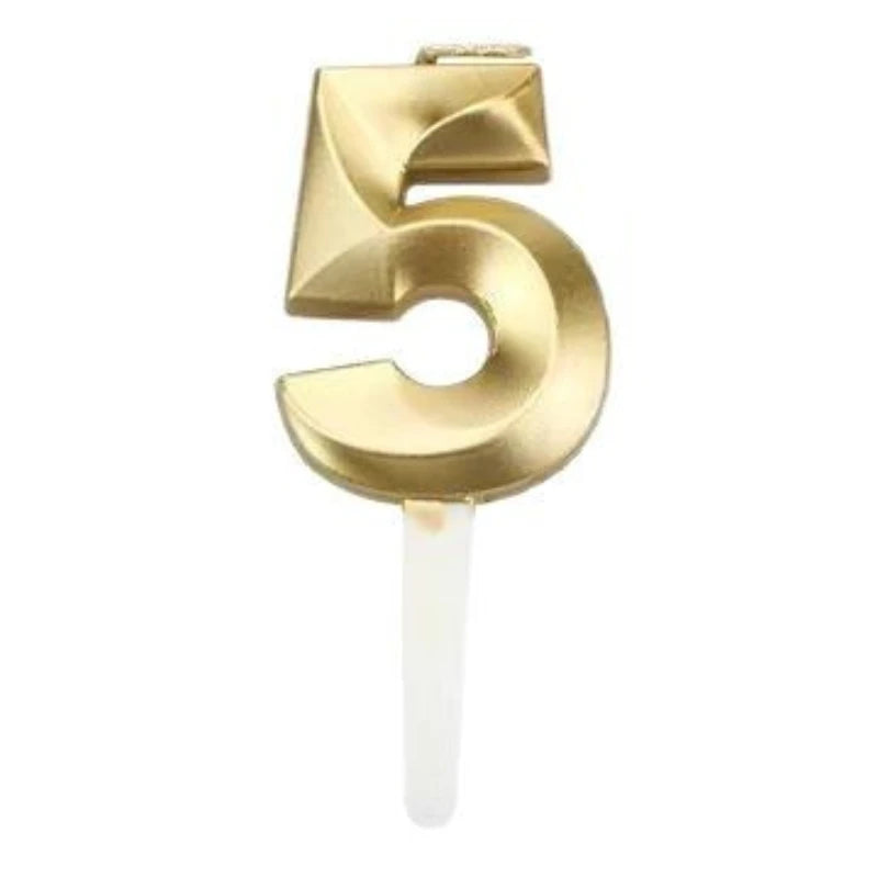 3D Gold Diamond Number Candles – Large Birthday Cake Topper for Wedding Anniversary & Party Home Celebration