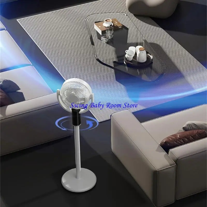 High Efficiency Floor Fan with Wide Angle Airflows Distribution Portable Air Circulator Remote Control Bedroom Quiet Fan