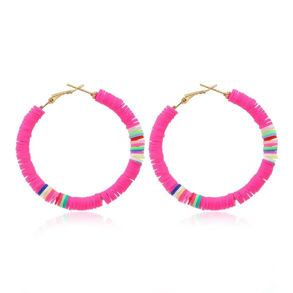 Bohemian Pink Geometric Earrings Women Summer Vacation Fashion Jewelry Classic Pendant