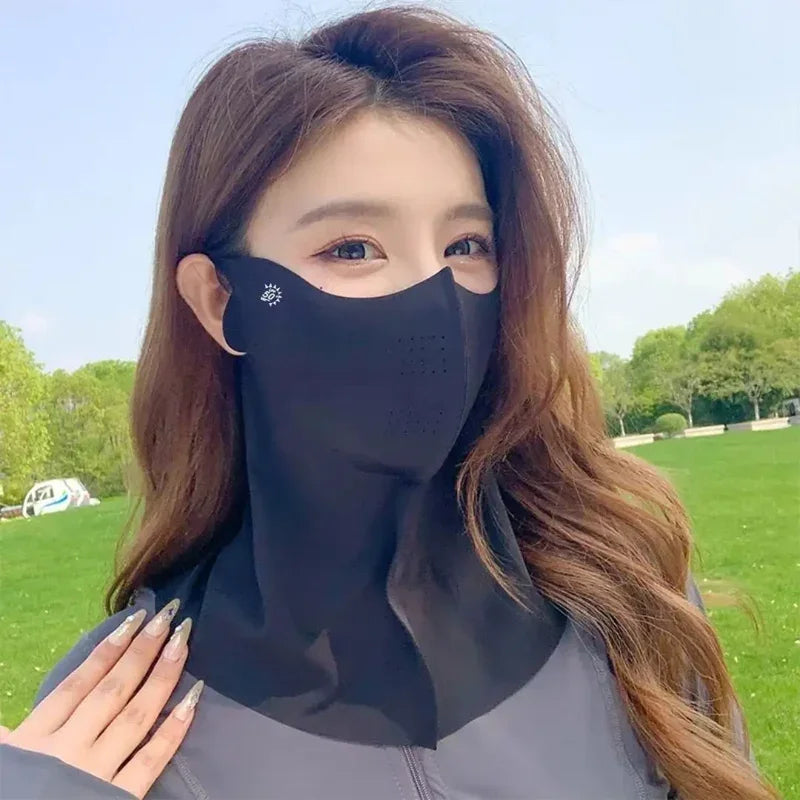 UPF50+ Ice Silk Sunscreen Mask Summer Riding Neck Guard One-piece Mask for Driving Fishing And Mountaineering Sun Protection