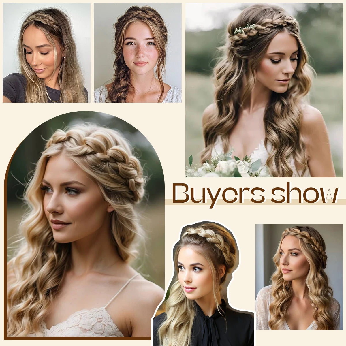 SARLA High-Quality Synthetic Fiber Braided Headband Wig, Fishtail Braid Headband, Bohemian Style Women's Hair Accessory Wig, sui