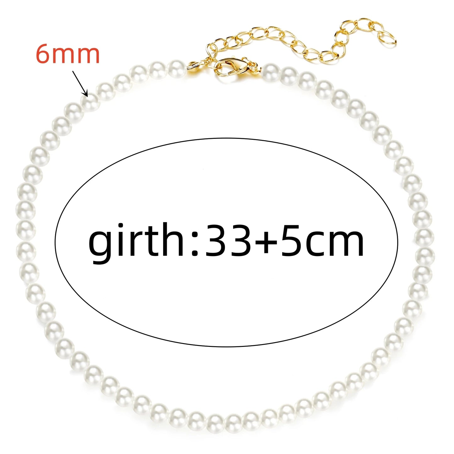 4 5 6 8mm White Pearl Chokers Necklace Clavicle Chain For Women Classic Fashion Elegant Wedding Neck Jewelry Love Pendant Gift