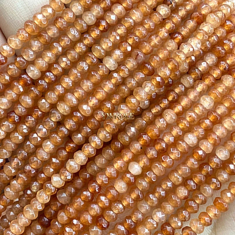 3x4mm Rondelle Faceted Natural Stone Chalcedony Tourmaline Color Loose Spacer Beads for Jewelry Making Diy Bracelet Accessories