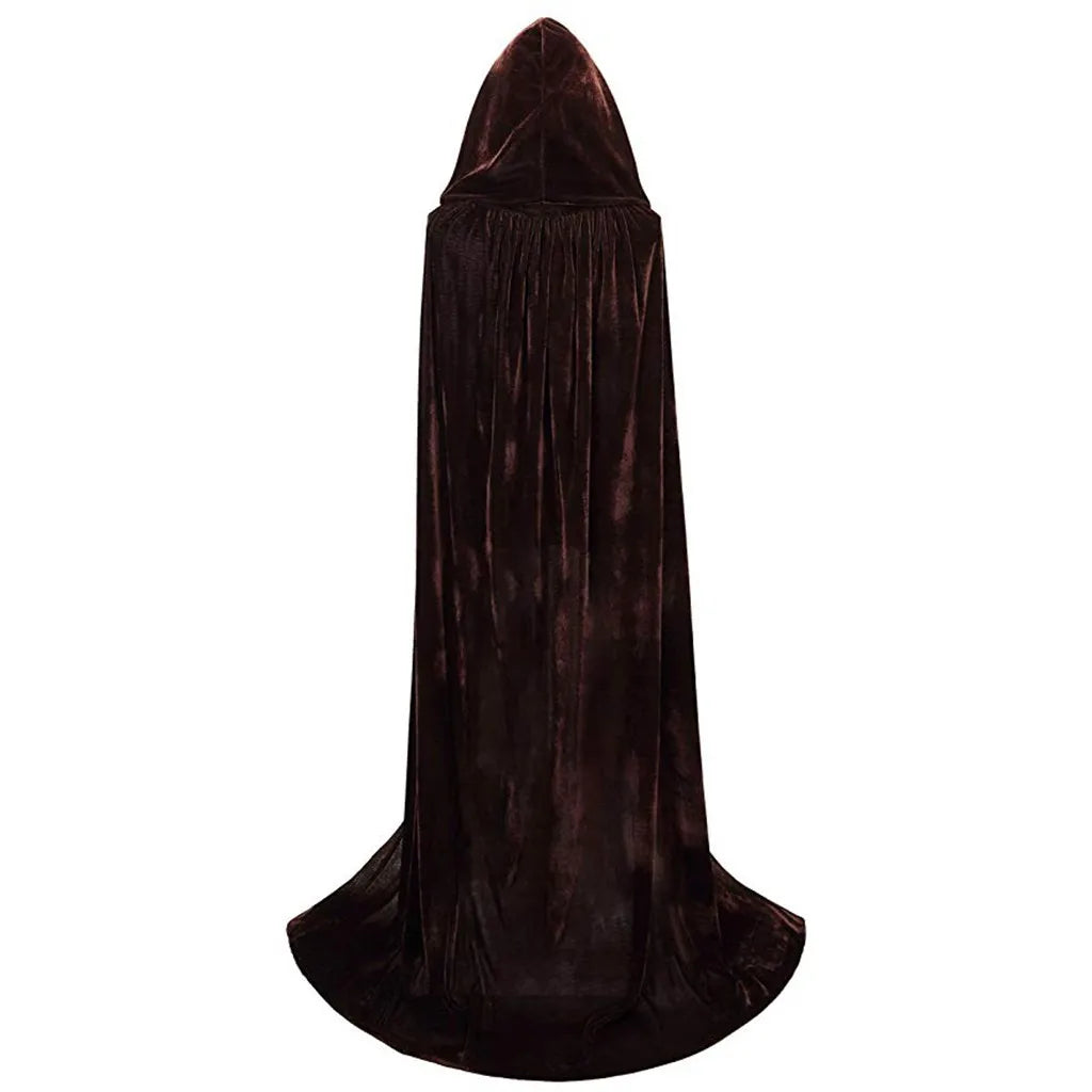 Halloween Costume Unisex Cosplay Death Cape Long Hooded Cloak Wizard Witch Medieval Cape S-Xl Black White Red Coffee Blue