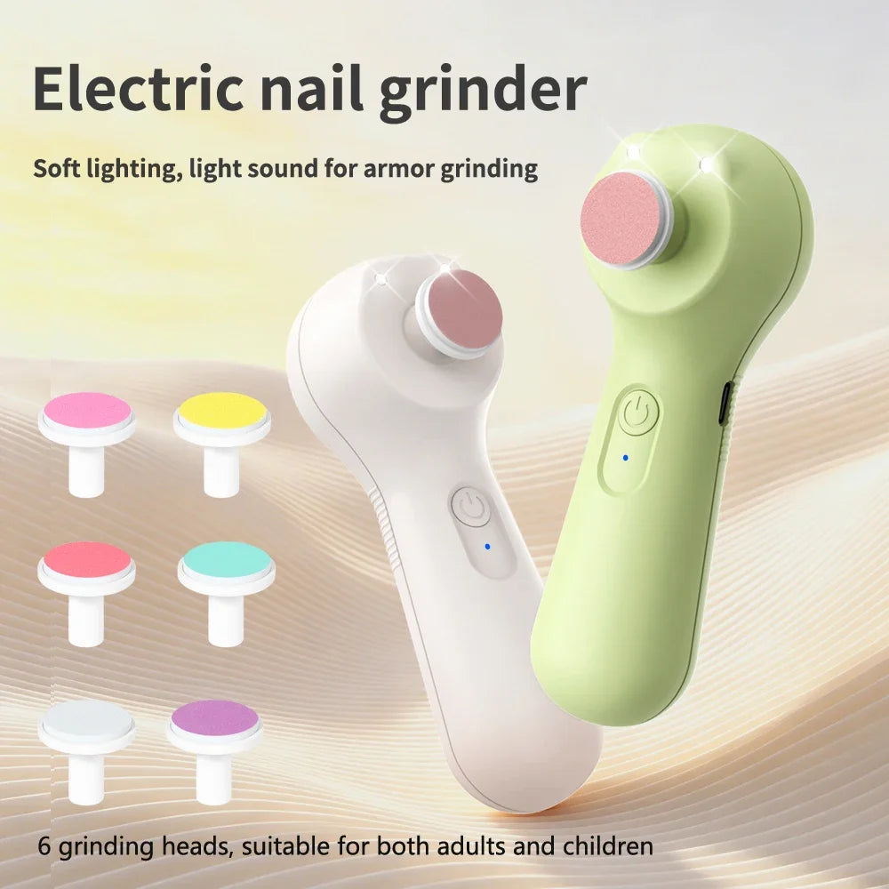 Rechargeable 6 In 1 Electric Baby Nail Trimmer, Low Noise Safe Nail Sharpener, Multifunctional Infant Kids Nail Care Cutter