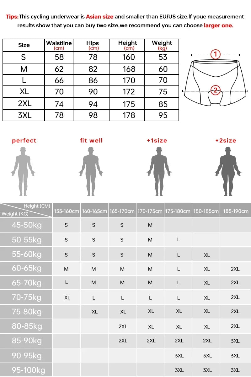 X-Tiger Cycling Shorts Breathable Mesh Shockproof Cycling Underwear 5D Pro Thickened Gel Pad Cycling Shorts